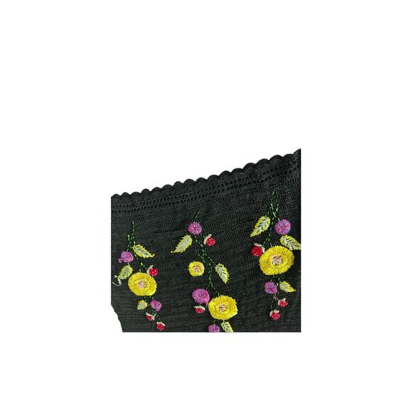 Papell Y2K Crochet Black Embroidered Beaded Floral Whimsigoth Fairy Slip Dress M - Picture 15 of 15